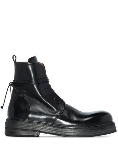 Marsèll Lace-up Leather Ankle Boots In Schwarz