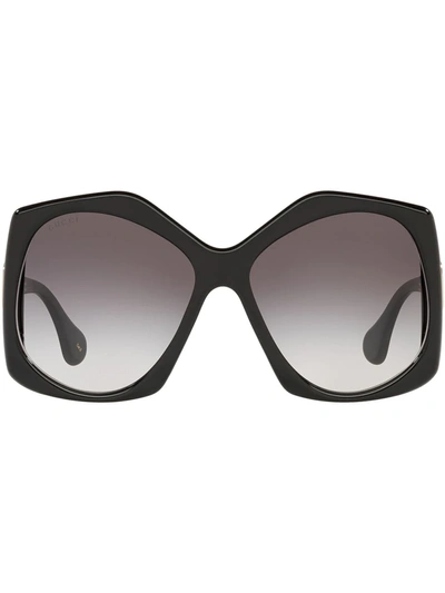 Gucci Logo-embellished Oversized Sunglasses In Schwarz