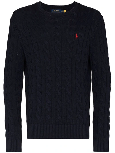 POLO RALPH LAUREN LOGO-EMBROIDERED CABLE-KNIT JUMPER