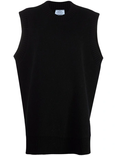 Prada Sleeveless Cashmere Jumper In Black