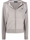 Polo Ralph Lauren Fleece Logo-embroidered Zip-up Hoodie In Grau