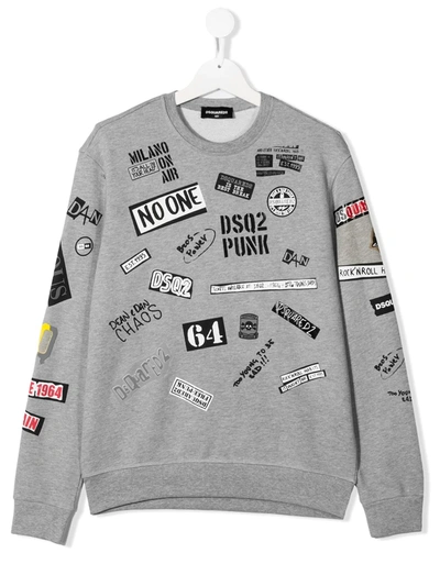 Dsquared2 Teen Punk Print Sweatshirt In Grey