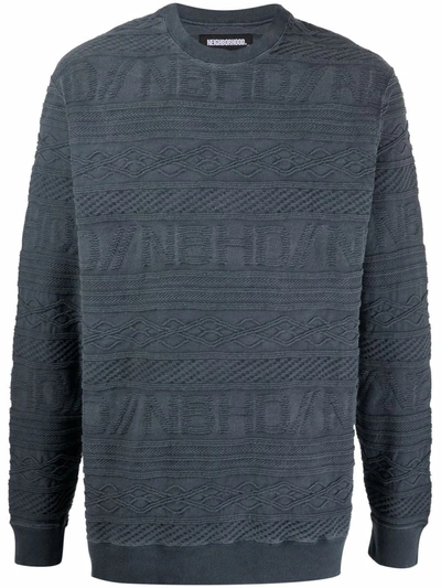 Neighborhood Jacquard Knit Cotton Pullover In Blue