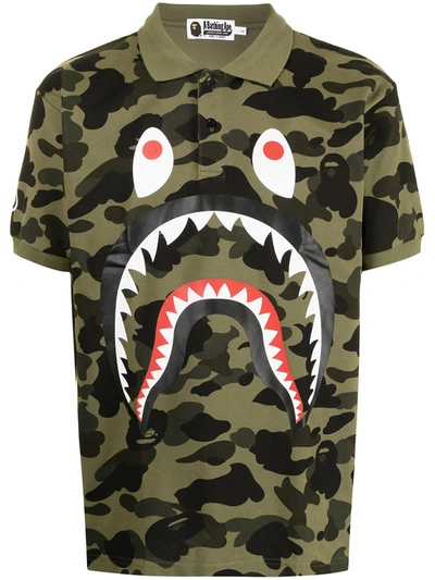 A Bathing Ape Mens Green 1st Camo Shark Camouflage-pattern Cotton