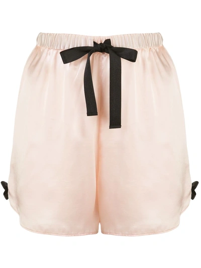 Morgan Lane Bea Bow Detail Pyjama Shorts In Pink