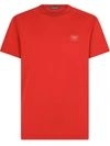 Dolce & Gabbana Red Logo Patch T-shirt In Rot