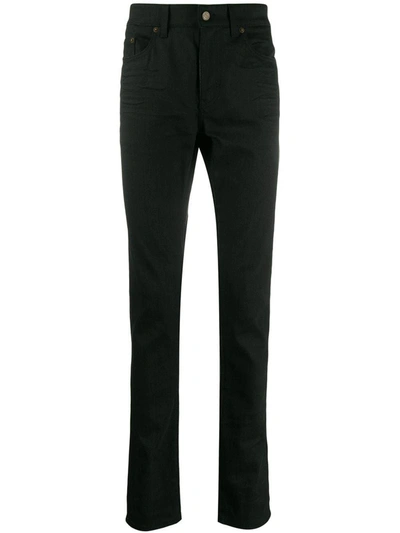 Saint Laurent Button Detailed Skinny Jeans In Black