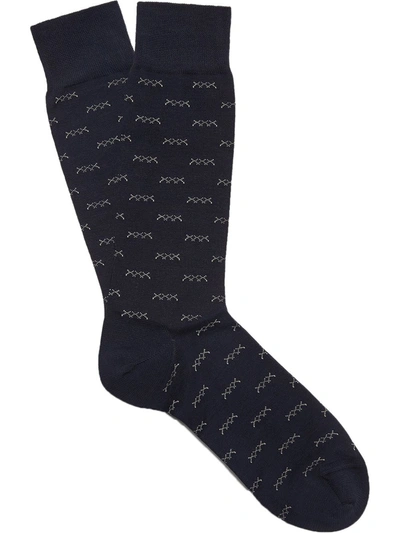 Ermenegildo Zegna Triple-x Mid-calf Socks In Blue