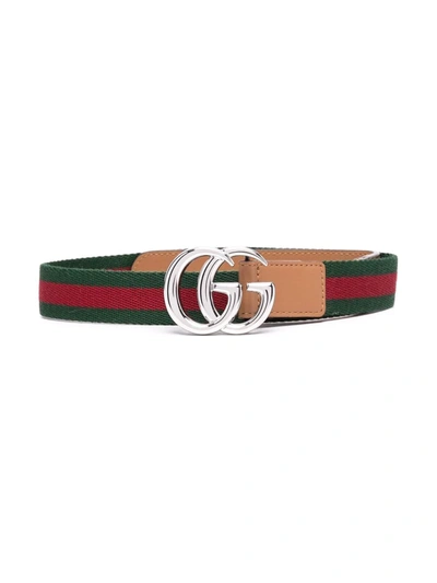 Gucci Kids' Gg Logo-plaque Belt In Green