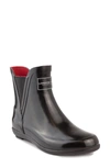 London Fog Pull-on Ankle Rain Boot In Black Shiny