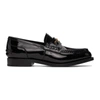 ALEXANDER WANG BLACK CARTER LOGO PENNY LOAFERS