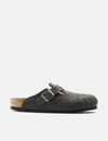 Birkenstock Boston Buckled Wool-felt Backless Loafers In Grey