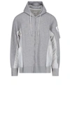 Sacai Panelled Hoodie In Grey