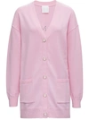 GIVENCHY WOOL AND CASHMERE PINK CARDIGAN WITH LOGO,BW90D44ZA9681