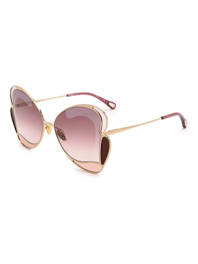 Chloé Ch0048s Sunglasses In Gold Gold Pink