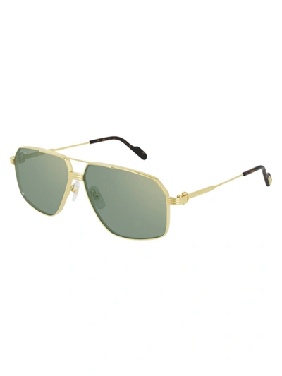 Cartier Ct0270s Sunglasses In Gold Gold Green