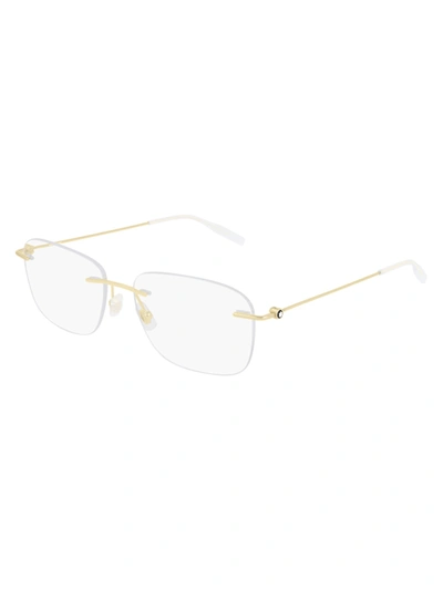 Montblanc Mb0075o Eyewear In Gold Gold Transparent