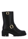 Stuart Weitzman Ryder Leather Ankle Boots In Black