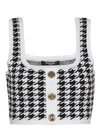 BALMAIN CROPPED TOP WITH PIED DE POULE PATTERN,WF1AA038K286 GAB