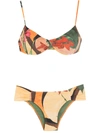 Lygia & Nanny Vitória Leaf-print Bikini In 黄色