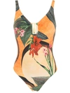 Lygia & Nanny Mirassol Floral-print Swimsuit In 黄色