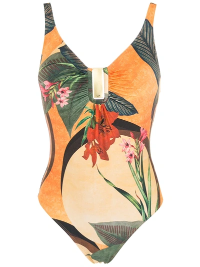 Lygia & Nanny Mirassol Floral-print Swimsuit In 黄色