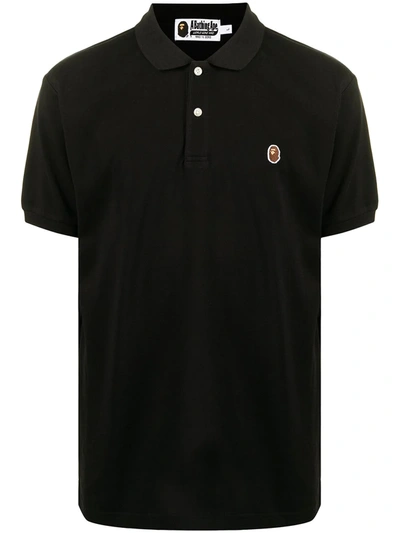 A Bathing Ape Logo-patch Short-sleeved Polo Shirt In 黑色