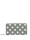 Comme Des Garçons Polka Dot-print Zip-around Wallet In 灰色