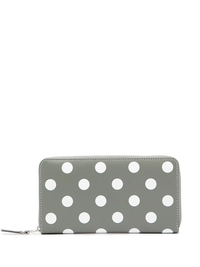 Comme Des Garçons Polka Dot-print Zip-around Wallet In 灰色