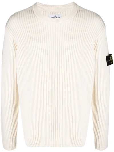 Stone Island Mens Antique Rose Brand-patch Long-sleeve Wool-blend Jumper S In Neutrals