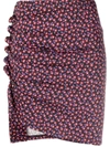 Rabanne Ruched Floral-print Stretch-jersey Mini Skirt In 黑色