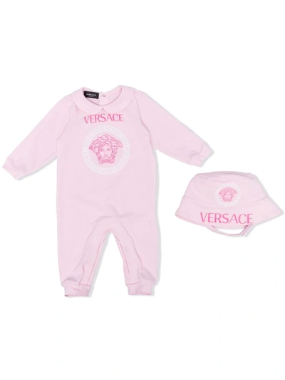 Versace Babies' Medusa-print Bodysuit In 粉色