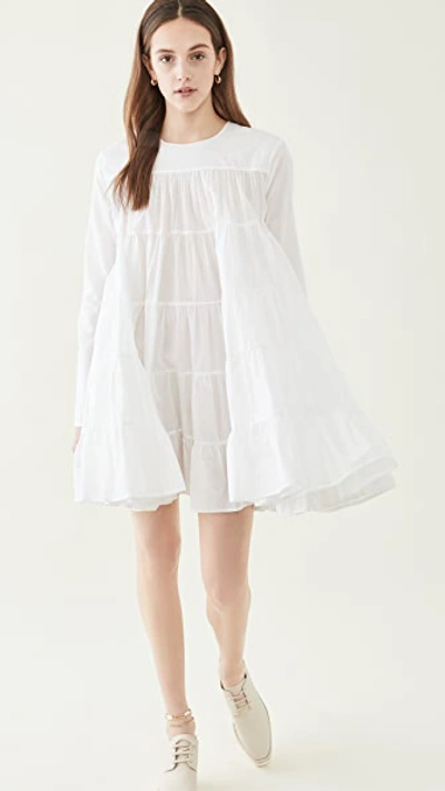Merlette Soliman Tiered Cotton Mini Dress In White