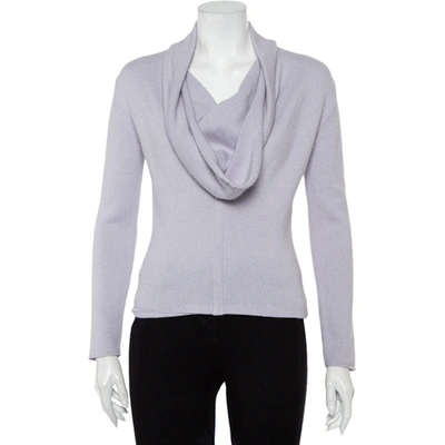 Pre-owned Saint Laurent Rive Gauche Lilac Angora & Wool Cowl Neck Sweater S In Purple