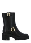 Stuart Weitzman Ryder Leather Ankle Boots In Nero