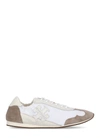 Tory Burch Tory Bicolor Mixed Leather Trainer Sneakers In White / New Ivory / Cerbiatto