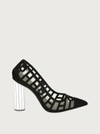 Ferragamo Florise 105mm Cutout Pumps With Cylinder Heel In Black