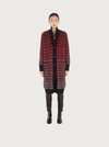 Ferragamo Pattern-jacquard Wool-blend Long Cardigan In Brown