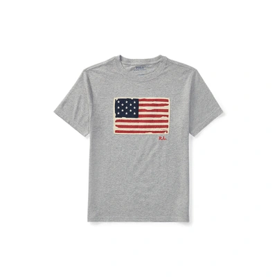 Polo Ralph Lauren Flag Cotton Jersey Tee In Andover Heather