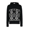 Moncler Logo-intarsia Knitted Hoodie In Black