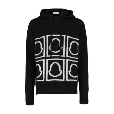 Moncler Logo-jacquard Wool-blend Sweater In Black