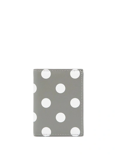 Comme Des Garçons Polka Dot-print Leather Cardholder In Grau