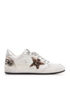 GOLDEN GOOSE BALLSTAR SNEAKERS IN WHITE AND ANIMALIER