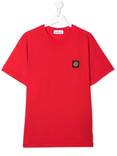 Stone Island Junior Teen Logo-patch T-shirt In 红色