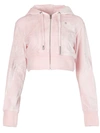 Givenchy Womens Light Pink Cropped Branded Velvet Hoody M