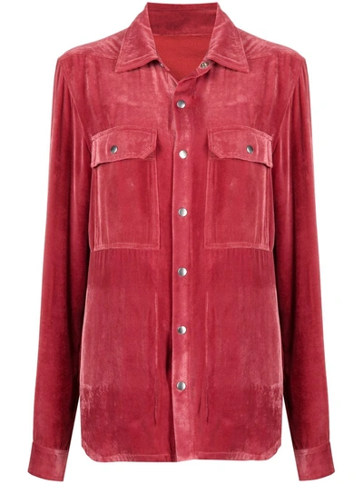 Rick Owens Cashmere Classic-collar Shirt In Red