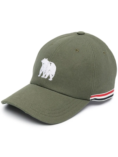 Thom Browne Mens Dark Green Bear-embroidered Cotton Cap S In Mixed Colours