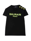 BALMAIN BLACK TEEN T-SHIRT,6P8051J0006 930GLT