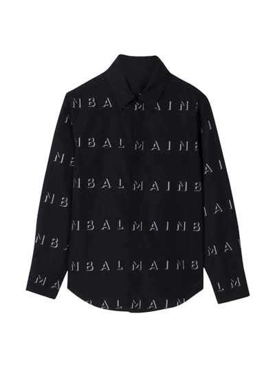 Balmain Kids' Unisex Black Shirt In Nero/bianco