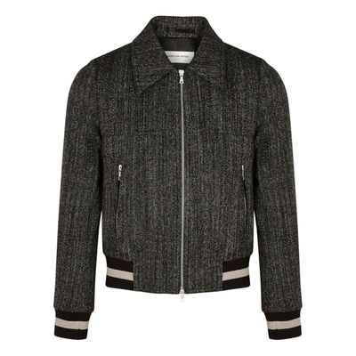 Dries Van Noten Men's Vox Wool Tweed Bomber Jacket In Dark Brown